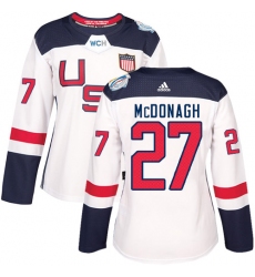 Women's Adidas Team USA #27 Ryan McDonagh Premier White Home 2016 World Cup Hockey Jersey