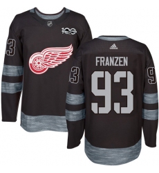Men's Adidas Detroit Red Wings #93 Johan Franzen Authentic Black 1917-2017 100th Anniversary NHL Jersey