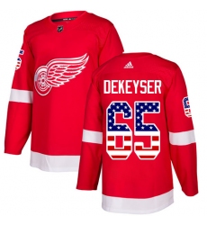 Men's Adidas Detroit Red Wings #65 Danny DeKeyser Authentic Red USA Flag Fashion NHL Jersey