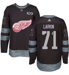 Men's Adidas Detroit Red Wings #71 Dylan Larkin Premier Black 1917-2017 100th Anniversary NHL Jersey