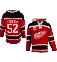 Men's Old Time Hockey Detroit Red Wings #52 Jonathan Ericsson Premier Red Sawyer Hooded Sweatshirt NHL Jersey