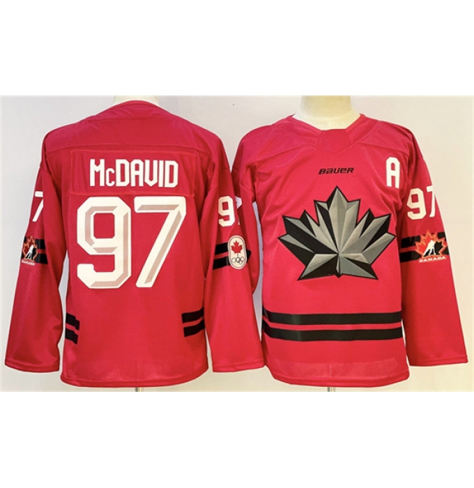 Men's Canada Hockey #97 Connor McDavid Red With A Stitched Jersey