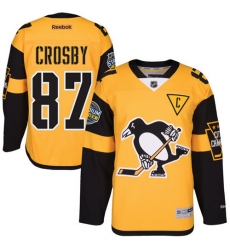 Youth Reebok Pittsburgh Penguins #87 Sidney Crosby Premier Gold 2017 Stadium Series NHL Jersey