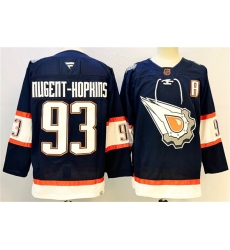 Men's Edmonton Oilers #93 Ryan Nugent-Hopkins Navy With A Reverse Retro Stitched Jersey
