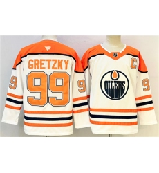 Men's Edmonton Oilers #99 Wayne Gretzky White Orange 2024-25 With C Heritage Classic Primegreen Stitched Jersey