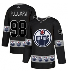 Men's Adidas Edmonton Oilers #98 Jesse Puljujarvi Authentic Black Team Logo Fashion NHL Jersey