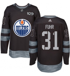 Men's Adidas Edmonton Oilers #31 Grant Fuhr Authentic Black 1917-2017 100th Anniversary NHL Jersey