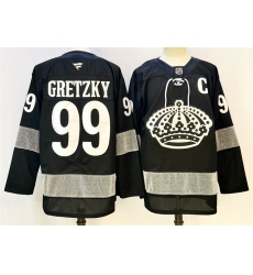 Men's Los Angeles Kings #99 Wayne Gretzky Black With C Alternate Stitched Hockey Jersey