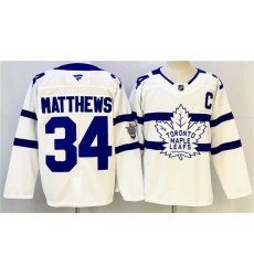 Men's Toronto Maple Leafs #34 Auston Matthews White With C Stadium Series Stitched Jersey