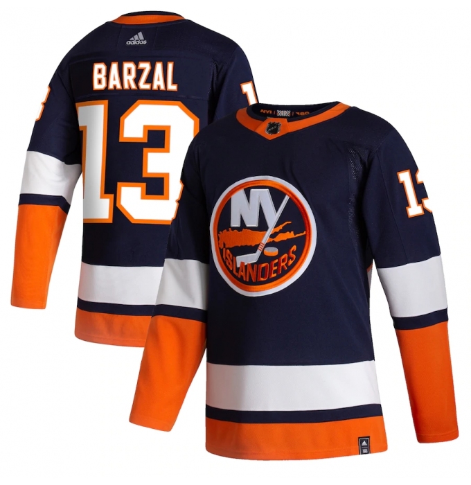 Men's New York Islanders #13 Mathew Barzal adidas Navy 2020-21 Reverse Retro Authentic Player Jersey