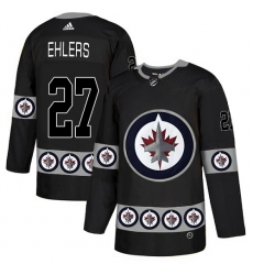 Men's Adidas Winnipeg Jets #27 Nikolaj Ehlers Authentic Black Team Logo Fashion NHL Jersey
