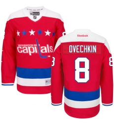 Women's Reebok Washington Capitals #8 Alex Ovechkin Premier Red Third NHL Jerseys