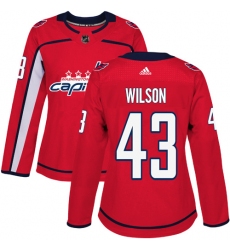 Women's Adidas Washington Capitals #43 Tom Wilson Authentic Red Home NHL Jersey