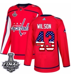 Youth Adidas Washington Capitals #43 Tom Wilson Authentic Red USA Flag Fashion 2018 Stanley Cup Final NHL Jersey