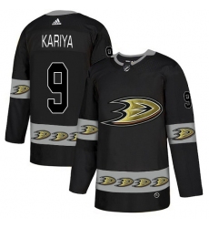 Men's Adidas Anaheim Ducks #9 Paul Kariya Premier Black Team Logo Fashion NHL Jersey