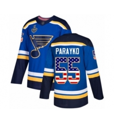 Youth St. Louis Blues #55 Colton Parayko Authentic Blue USA Flag Fashion 2019 Stanley Cup Final Bound Hockey Jersey