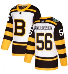 Men's Adidas Boston Bruins #56 Axel Andersson Authentic White 2019 Winter Classic NHL Jersey