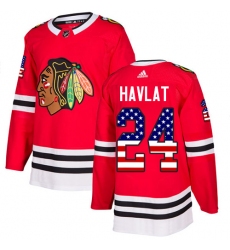 Youth Adidas Chicago Blackhawks #24 Martin Havlat Authentic Red USA Flag Fashion NHL Jersey