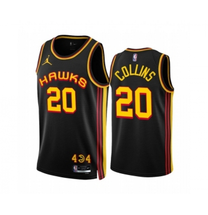 Men's Atlanta Hawks #20 John Collins 2022-23 Black Statement Edition Stitched Jersey