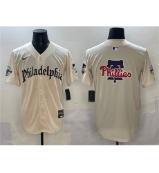 Men's Philadelphia Phillies Team Big Logo Cream Gothic Vapor Limited Stitched Jersey