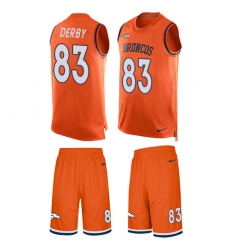 Men's Nike Denver Broncos #83 A.J. Derby Limited Orange Tank Top Suit NFL Jersey