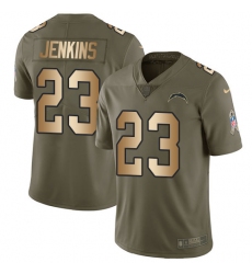 Youth Nike Los Angeles Chargers #23 Rayshawn Jenkins Limited Olive Gold 2017 Salute to Service NFL Jersey