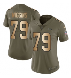 Women's Nike Los Angeles Chargers #79 Kenny Wiggins Limited Olive/Gold 2017 Salute to Service NFL Jersey