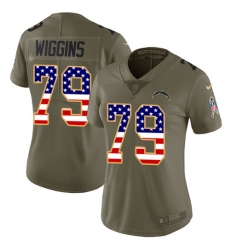 Women's Nike Los Angeles Chargers #79 Kenny Wiggins Limited Olive/USA Flag 2017 Salute to Service NFL Jersey