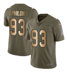 Youth Nike Los Angeles Chargers #93 Darius Philon Limited Olive Gold 2017 Salute to Service NFL Jersey