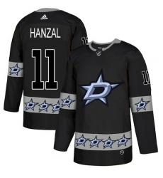 Men's Adidas Dallas Stars #11 Martin Hanzal Authentic Black Team Logo Fashion NHL Jersey