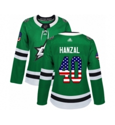 Women's Dallas Stars #40 Martin Hanzal Authentic Green USA Flag Fashion Hockey Jersey
