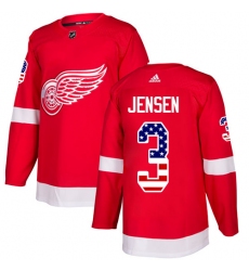 Men's Adidas Detroit Red Wings #3 Nick Jensen Authentic Red USA Flag Fashion NHL Jersey