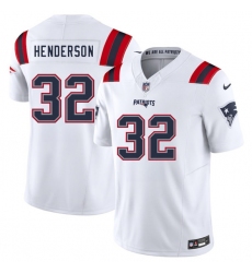 Men's New England Patriots #32 TreVeyon Henderson White 2025 F.U.S.E. Vapor Limited Football Stitched Jersey