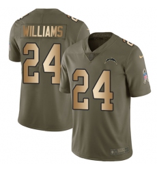 Men's Nike Los Angeles Chargers #24 Trevor Williams Limited Olive/Gold 2017 Salute to Service NFL Jersey