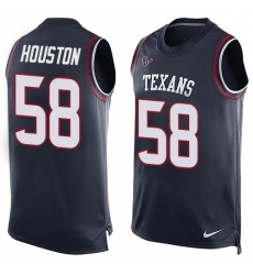 Men's Nike Houston Texans #58 Lamarr Houston Limited Navy Blue Player Name & Number Tank Top NFL Jersey