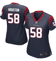 Women's Nike Houston Texans #58 Lamarr Houston Game Navy Blue Team Color NFL Jersey