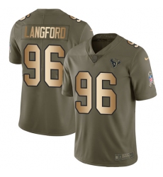 Men's Nike Houston Texans #96 Kendall Langford Limited Olive/Gold 2017 Salute to Service NFL Jersey