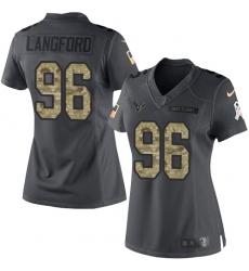 Women's Nike Houston Texans #96 Kendall Langford Limited Black 2016 Salute to Service NFL Jersey
