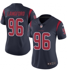 Women's Nike Houston Texans #96 Kendall Langford Limited Navy Blue Rush Vapor Untouchable NFL Jersey