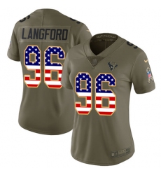 Women's Nike Houston Texans #96 Kendall Langford Limited Olive/USA Flag 2017 Salute to Service NFL Jersey