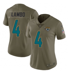 Women's Nike Jacksonville Jaguars #4 Josh Lambo Limited Olive 2017 Salute to Service NFL Jersey