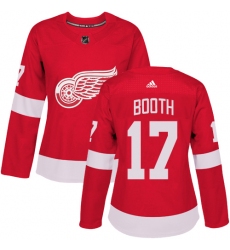 Women's Adidas Detroit Red Wings #17 David Booth Authentic Red Home NHL Jersey