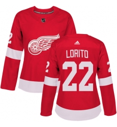 Women's Adidas Detroit Red Wings #22 Matthew Lorito Premier Red Home NHL Jersey