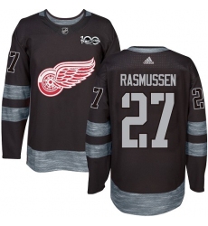Men's Adidas Detroit Red Wings #27 Michael Rasmussen Authentic Black 1917-2017 100th Anniversary NHL Jersey