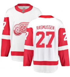 Men's Detroit Red Wings #27 Michael Rasmussen Fanatics Branded White Away Breakaway NHL Jersey