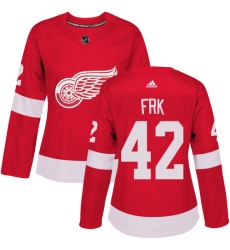 Women's Adidas Detroit Red Wings #42 Martin Frk Premier Red Home NHL Jersey