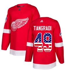 Men's Adidas Detroit Red Wings #49 Eric Tangradi Authentic Red USA Flag Fashion NHL Jersey