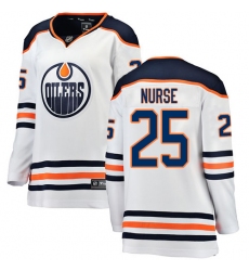 Women's Edmonton Oilers #25 Darnell Nurse Authentic White Away Fanatics Branded Breakaway NHL Jersey