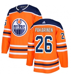 Men's Adidas Edmonton Oilers #26 Iiro Pakarinen Premier Orange Home NHL Jersey