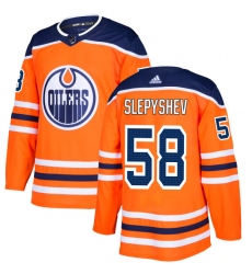 Men's Adidas Edmonton Oilers #58 Anton Slepyshev Premier Orange Home NHL Jersey